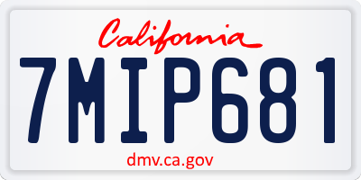 CA license plate 7MIP681
