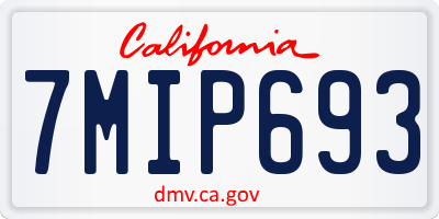 CA license plate 7MIP693