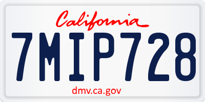 CA license plate 7MIP728