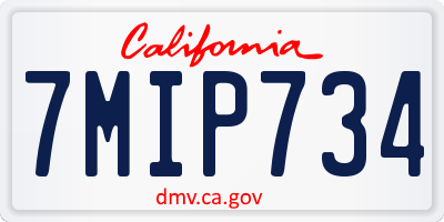 CA license plate 7MIP734