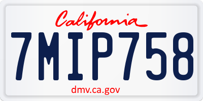 CA license plate 7MIP758