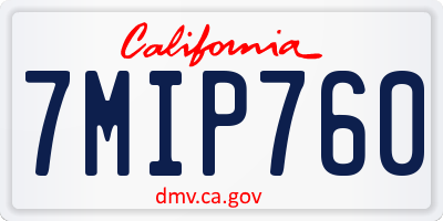 CA license plate 7MIP760