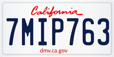CA license plate 7MIP763