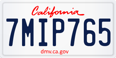 CA license plate 7MIP765