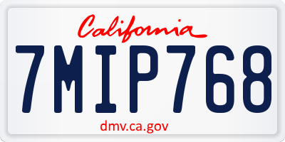 CA license plate 7MIP768