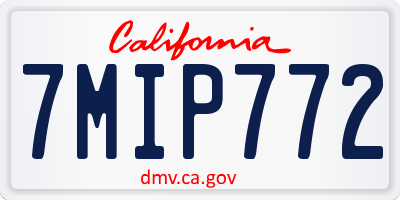 CA license plate 7MIP772