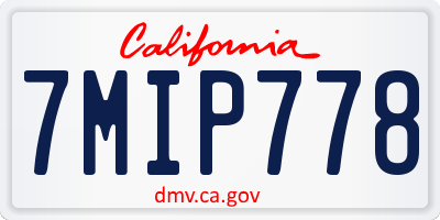 CA license plate 7MIP778