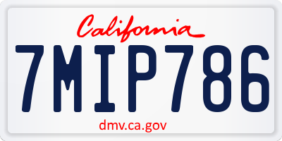 CA license plate 7MIP786