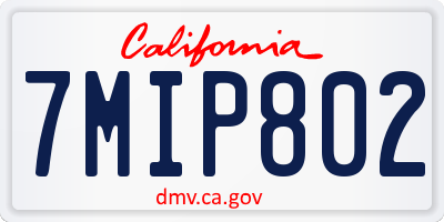 CA license plate 7MIP802