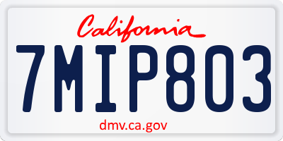CA license plate 7MIP803