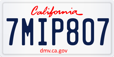 CA license plate 7MIP807