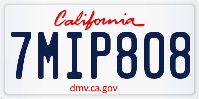 CA license plate 7MIP808