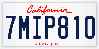 CA license plate 7MIP810