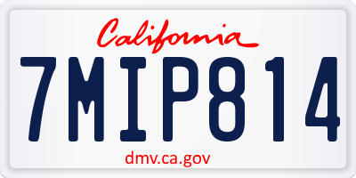 CA license plate 7MIP814