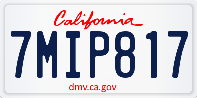 CA license plate 7MIP817