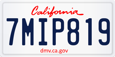 CA license plate 7MIP819