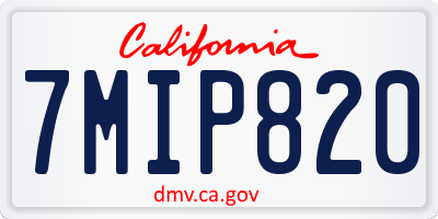 CA license plate 7MIP820