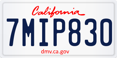 CA license plate 7MIP830