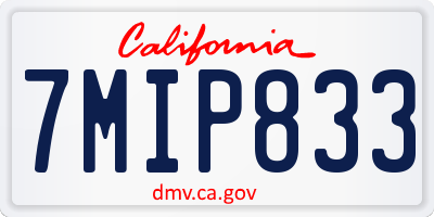 CA license plate 7MIP833