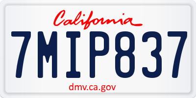 CA license plate 7MIP837