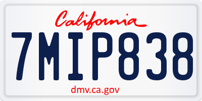 CA license plate 7MIP838