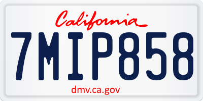 CA license plate 7MIP858