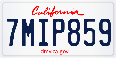 CA license plate 7MIP859