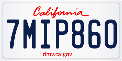 CA license plate 7MIP860
