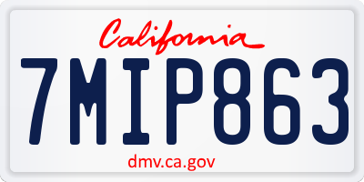 CA license plate 7MIP863