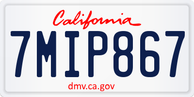 CA license plate 7MIP867