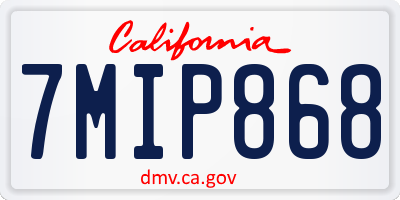 CA license plate 7MIP868