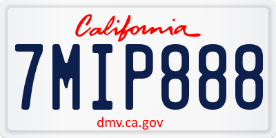 CA license plate 7MIP888