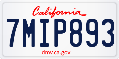CA license plate 7MIP893