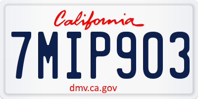 CA license plate 7MIP903