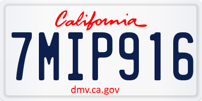CA license plate 7MIP916