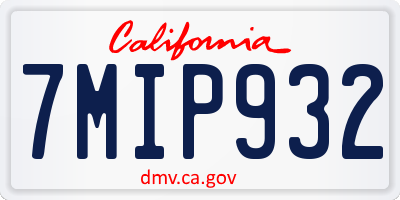 CA license plate 7MIP932