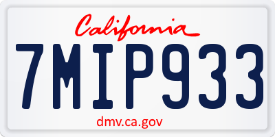 CA license plate 7MIP933