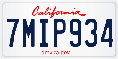CA license plate 7MIP934