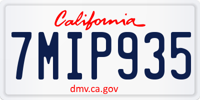 CA license plate 7MIP935