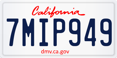 CA license plate 7MIP949