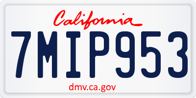 CA license plate 7MIP953