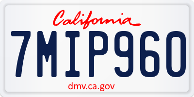 CA license plate 7MIP960