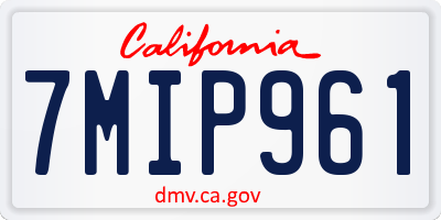 CA license plate 7MIP961