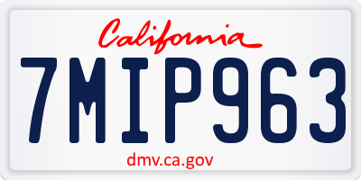 CA license plate 7MIP963