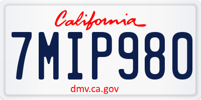CA license plate 7MIP980