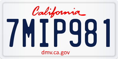CA license plate 7MIP981
