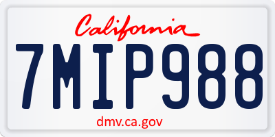 CA license plate 7MIP988