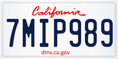 CA license plate 7MIP989