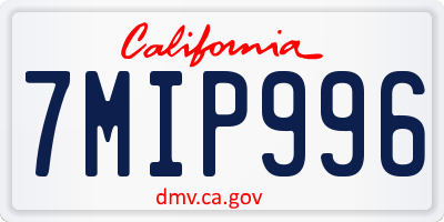 CA license plate 7MIP996
