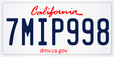 CA license plate 7MIP998